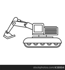 Excavator icon in outline style isolated vector illustration. Excavator icon outline