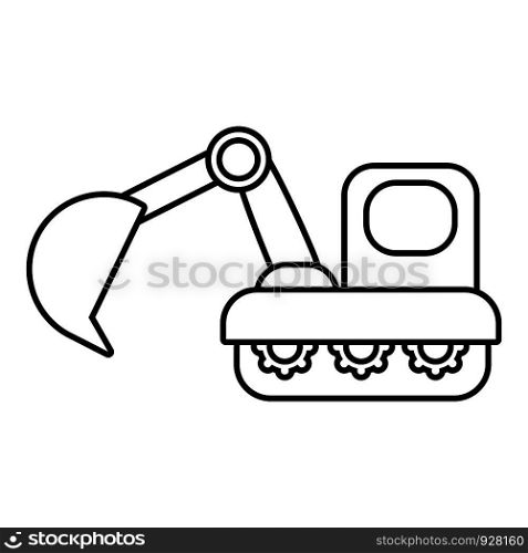Excavator icon. Outline illustration of excavator vector icon for web design isolated on white background. Excavator icon , outline style