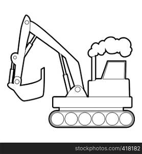 Excavator icon. Outline illustration of excavator vector icon for web. Excavator icon, outline style