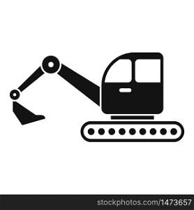 Excavator icon. Simple illustration of excavator vector icon for web design isolated on white background. Excavator icon, simple style