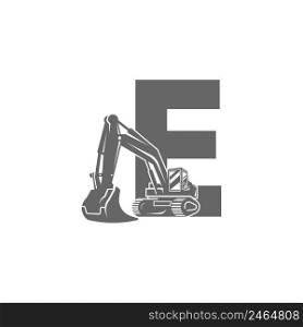 Excavator icon with letter E design illustration vector