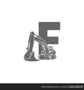 Excavator icon with letter F design illustration vector