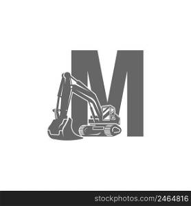 Excavator icon with letter M design illustration vector