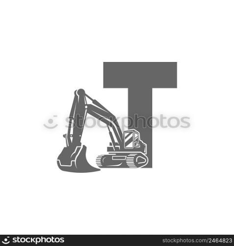 Excavator icon with letter T design illustration vector