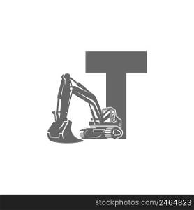 Excavator icon with letter T design illustration vector