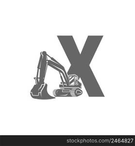 Excavator icon with letter X design illustration vector