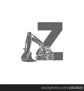 Excavator icon with letter Z design illustration vector