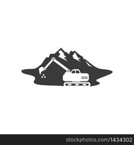 excavator mountain icon logo vector design template