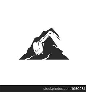 excavator mountain icon vector design template