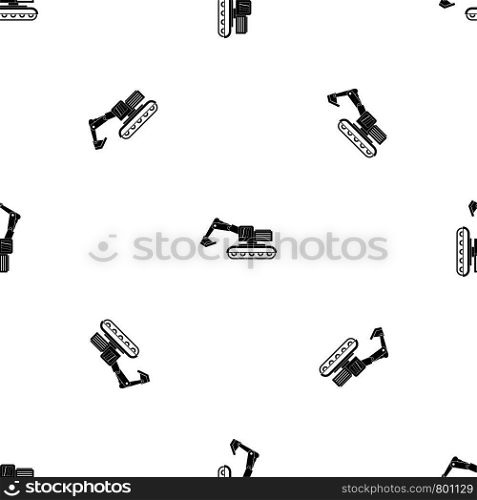 Excavator pattern repeat seamless in black color for any design. Vector geometric illustration. Excavator pattern seamless black