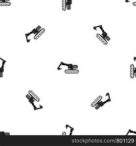 Excavator pattern repeat seamless in black color for any design. Vector geometric illustration. Excavator pattern seamless black