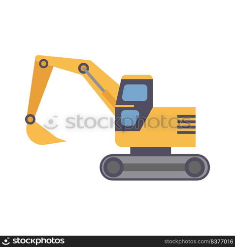 Excavator vector icon construction machine. Bulldozer industry tractor industrial and symbol machinery vehicle. Equipment heavy truck loader and digger transportation. Shovel forklift and excavate