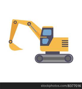 Excavator vector icon construction machine. Bulldozer industry tractor industrial and symbol machinery vehicle. Equipment heavy truck loader and digger transportation. Shovel forklift and excavate
