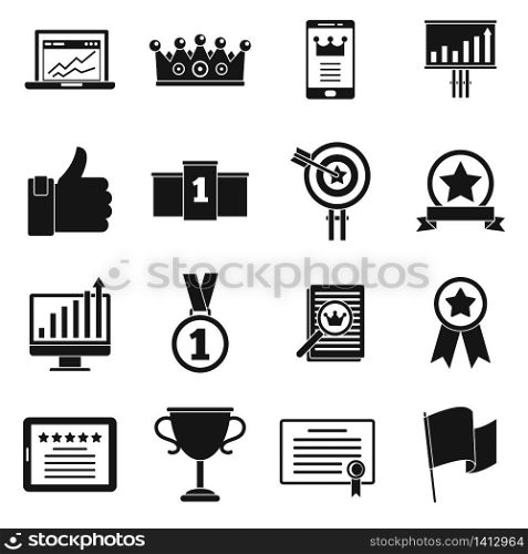 Excellence goal icons set. Simple set of excellence goal vector icons for web design on white background. Excellence goal icons set, simple style