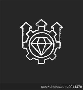 Excellence, high standards chalk white icon on black background. Quality control. Satisfaction level improvement. Core corporate values. Business service. Isolated vector chalkboard illustration. Excellence, high standards chalk white icon on black background