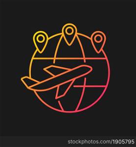 Excellent connectivity gradient vector icon for dark theme. Changi airport. Flights to international destinations. Thin line color symbol. Modern style pictogram. Vector isolated outline drawing. Excellent connectivity gradient vector icon for dark theme