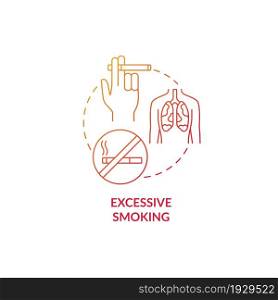 Excessive smoking red gradient concept icon. Pneumonia risk factor abstract idea thin line illustration. Chronic pulmonary disease. Quitting bad habit. Vector isolated outline color drawing. Excessive smoking red gradient concept icon