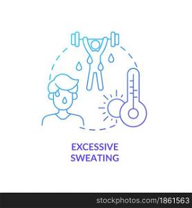 Excessive sweating blue gradient concept icon. Hot weather leads to sweating and heatstroke. Exercising. Dehydration abstract idea thin line illustration. Vector isolated outline color drawing.. Excessive sweating blue gradient concept icon