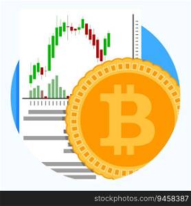 Exchange and trading of crypto currency. Finance money banking, virtual money graph emblem. Vector illustration. Exchange and trading of crypto currency