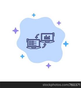Exchange, Business, Completers, Connection, Data, Information Blue Icon on Abstract Cloud Background