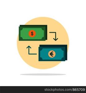 Exchange, Business, Dollar, Euro, Finance, Financial, Money Abstract Circle Background Flat color Icon