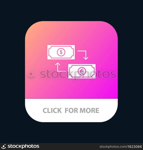 Exchange, Business, Dollar, Euro, Finance, Financial, Money Mobile App Button. Android and IOS Glyph Version