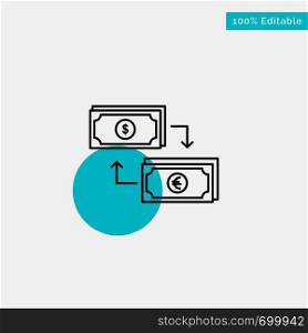 Exchange, Business, Dollar, Euro, Finance, Financial, Money turquoise highlight circle point Vector icon