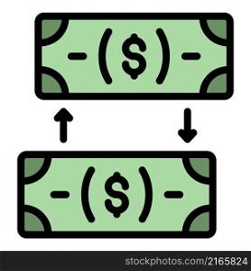 Exchange cash icon. Outline exchange cash vector icon color flat isolated. Exchange cash icon color outline vector