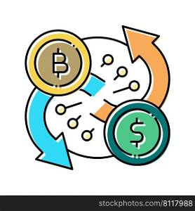 exchange cryptocurrency color icon vector. exchange cryptocurrency sign. isolated symbol illustration. exchange cryptocurrency color icon vector illustration