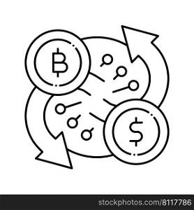exchange cryptocurrency line icon vector. exchange cryptocurrency sign. isolated contour symbol black illustration. exchange cryptocurrency line icon vector illustration