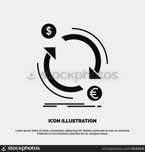 exchange, currency, finance, money, convert Icon. glyph vector gray symbol for UI and UX, website or mobile application. Vector EPS10 Abstract Template background