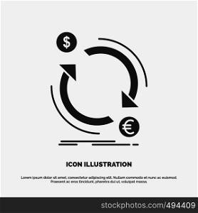 exchange, currency, finance, money, convert Icon. glyph vector gray symbol for UI and UX, website or mobile application. Vector EPS10 Abstract Template background