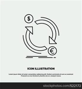 exchange, currency, finance, money, convert Icon. Line vector gray symbol for UI and UX, website or mobile application. Vector EPS10 Abstract Template background