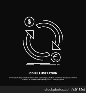 exchange, currency, finance, money, convert Icon. Line vector symbol for UI and UX, website or mobile application. Vector EPS10 Abstract Template background