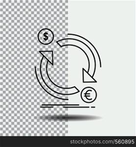 exchange, currency, finance, money, convert Line Icon on Transparent Background. Black Icon Vector Illustration. Vector EPS10 Abstract Template background