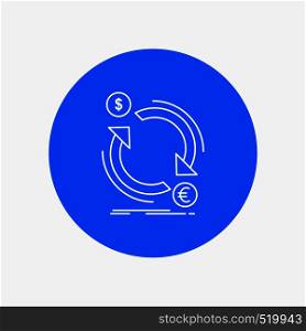 exchange, currency, finance, money, convert White Line Icon in Circle background. vector icon illustration. Vector EPS10 Abstract Template background