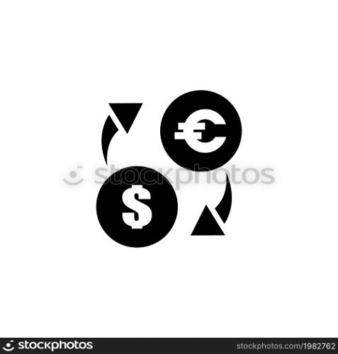 Exchange Euro and Dollar. Flat Vector Icon. Simple black symbol on white background. Exchange Euro and Dollar Flat Vector Icon