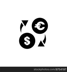 Exchange Euro and Dollar. Flat Vector Icon. Simple black symbol on white background. Exchange Euro and Dollar Flat Vector Icon