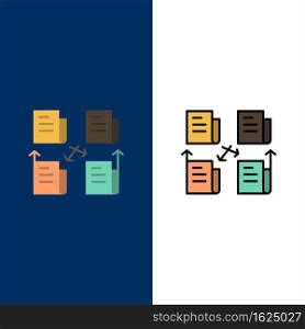 Exchange, File, Folder, Data, Privacy  Icons. Flat and Line Filled Icon Set Vector Blue Background
