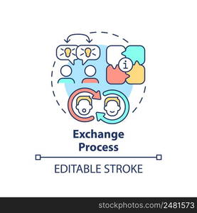 Exchange process concept icon. Feature of communication abstract idea thin line illustration. Sharing ideas and thoughts. Isolated outline drawing. Editable stroke. Arial, Myriad Pro-Bold fonts used. Exchange process concept icon