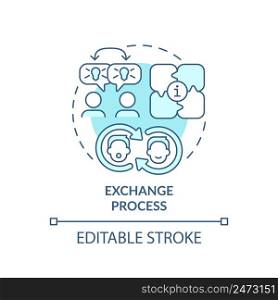 Exchange process turquoise concept icon. Feature of communication abstract idea thin line illustration. Sharing thoughts. Isolated outline drawing. Editable stroke. Arial, Myriad Pro-Bold fonts used. Exchange process turquoise concept icon