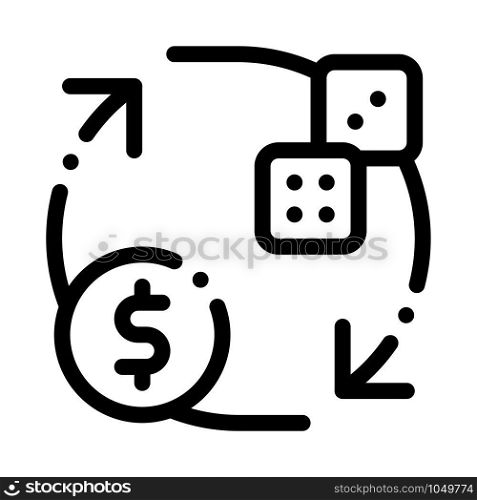 Exchange Sign of Dice for Money Betting And Gambling Icon Vector Thin Line. Contour Illustration. Exchange Sign of Dice for Money Betting And Gambling Icon Vector Illustration