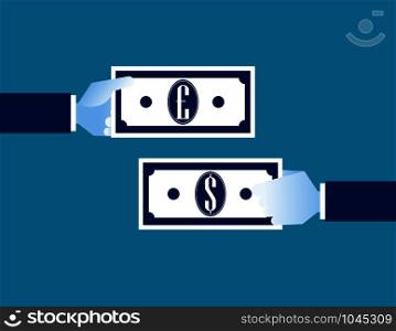 Exchanging currency. Concept business vector illustration. Flat design.