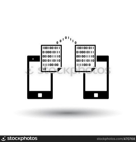 Exchanging Data Icon. Black on White Background With Shadow. Vector Illustration.