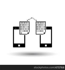 Exchanging Data Icon. Black on White Background With Shadow. Vector Illustration.