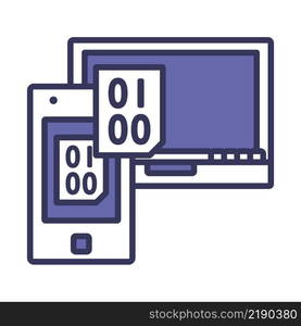 Exchanging Data Icon. Editable Bold Outline With Color Fill Design. Vector Illustration.