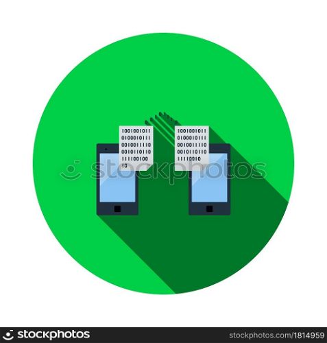 Exchanging Data Icon. Flat Circle Stencil Design With Long Shadow. Vector Illustration.