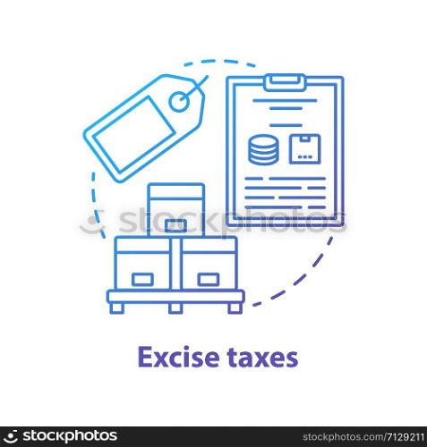 Excise taxes blue concept icon. Legislated taxation on products idea thin line illustration. Tax levied on commodities, services and activities. Purchase fee. Vector isolated outline drawing