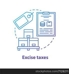 Excise taxes blue concept icon. Legislated taxation on products idea thin line illustration. Tax levied on commodities, services and activities. Purchase fee. Vector isolated outline drawing