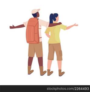Excited couple wearing jungle clothes semi flat color vector characters. Standing figures. Full body people on white. Simple cartoon style illustration for web graphic design and animation. Excited couple wearing jungle clothes semi flat color vector characters